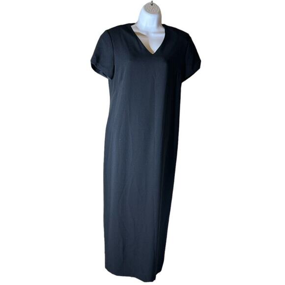 Vintage Jones New York Dress Size 10 Petite Black V-Neck Line Fitted Dress - Picture 1 of 8
